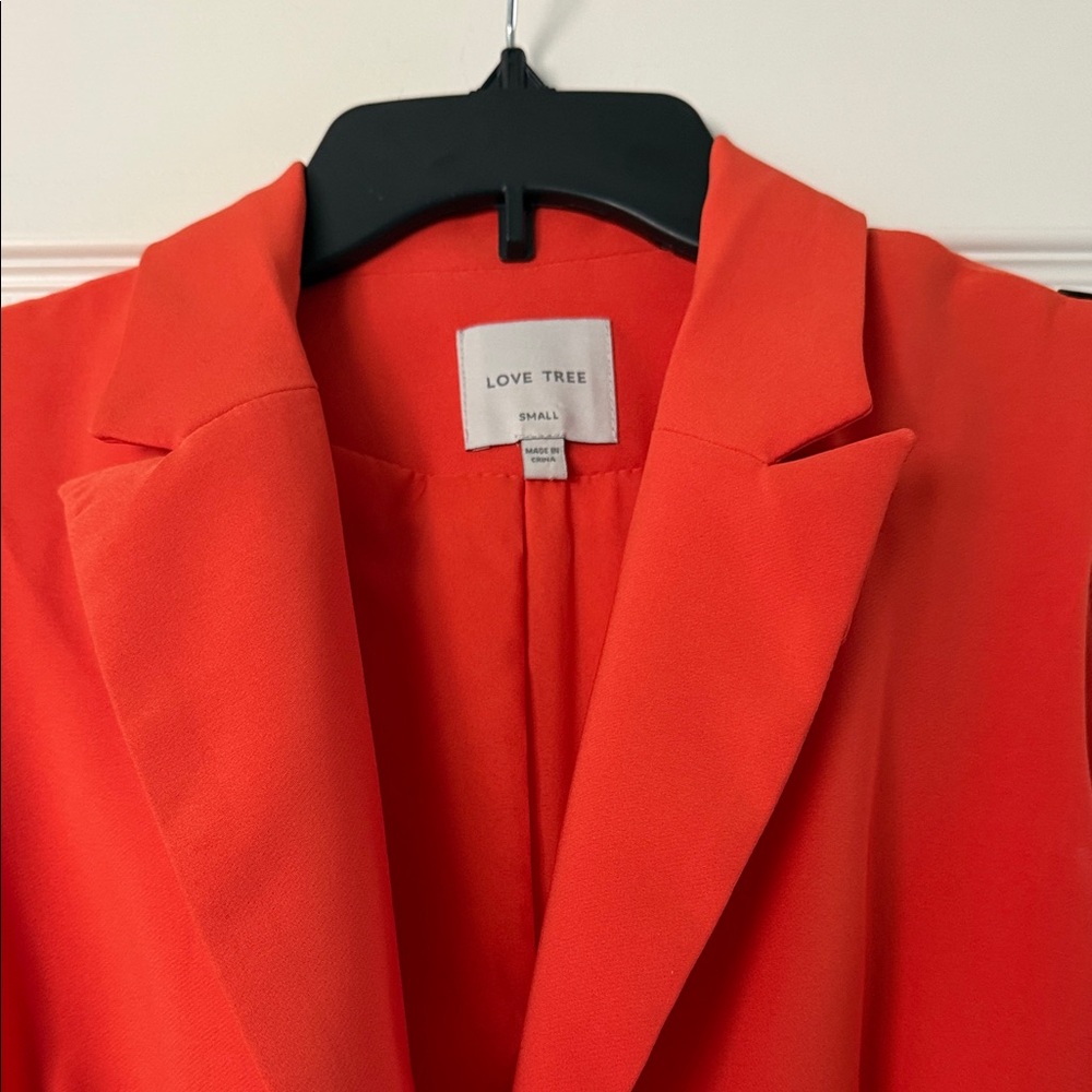 Love Tree Sleeveless Blazer Vest in Bright Orange - Picture 2 of 4